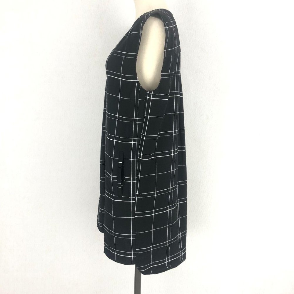 Leith Black White Glam City Check Mini Dress Sz M - Picture 2 of 8